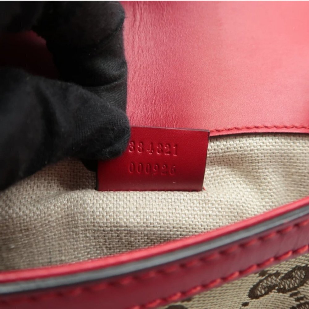 100% Authentic GUCCI Brown&Red Cloth Crossbody Bag - Picture 9 of 12